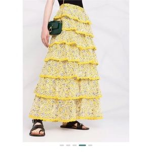 Alice + Olivia Floral Tiered Maxi Skirt